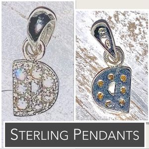 Sterling Silver Capital “D” Pendant Charm & Additional Styles .925